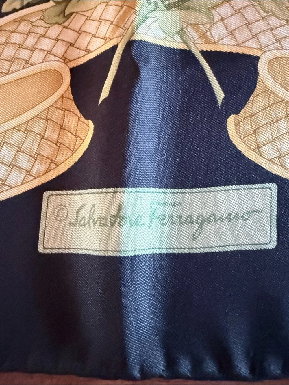 Salvatore Ferragamo Birds Black Silk Scarf